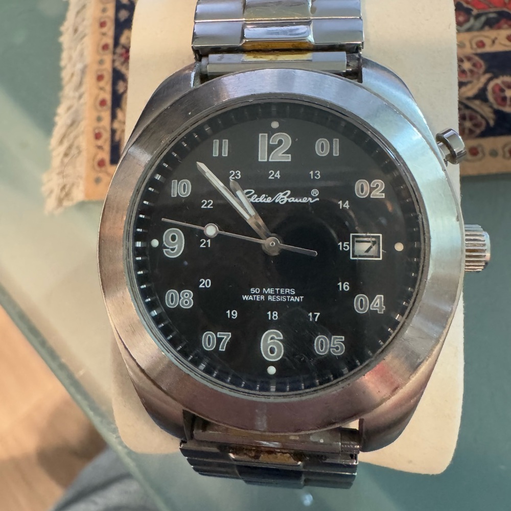 Eddie Bauer Black Dial Stainless Steel Watch